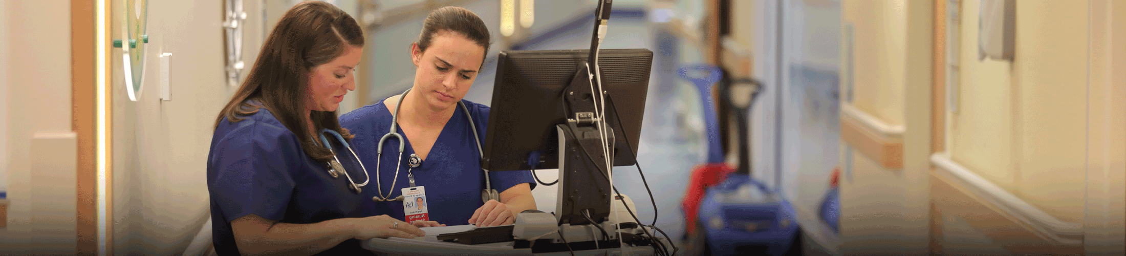 Two USA nurses working on patient chart.